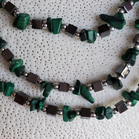 Malachite Hematite Natural Stone Necklace - Picture 2 of 3